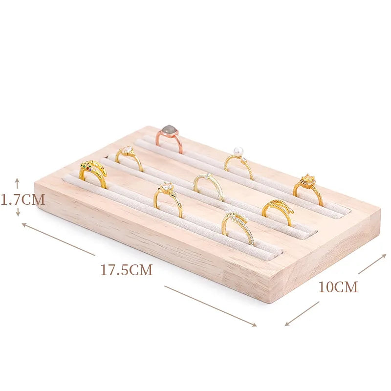 Elegant Wooden Jewelry Display Stand Ring Holder Multi-Functional Luxury Style Square Insert Plate Jewelry Accessory Showcase