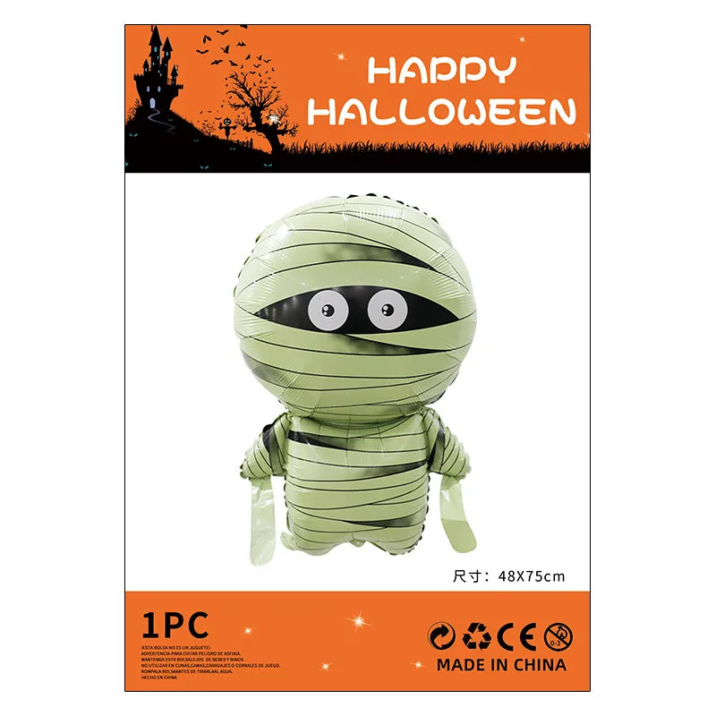 Halloween Decorations Pumpkin Spider Back Card Single Aluminum Foil Balloon Ghost Festival Skull Funny Bar Balloon