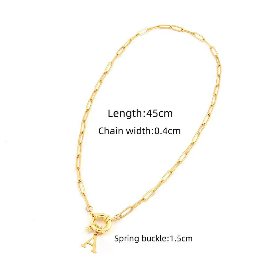 Wholesale Jewelry Elegant Simple Style Classic Style Letter 201 Stainless Steel 304 Stainless Steel Copper Paperclip Chain Pendant Necklace