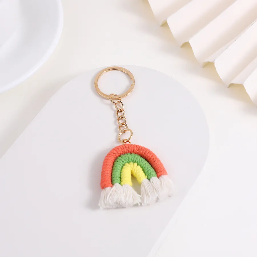 Fashionable Sweet Rainbow Knitted Keychain Pendant Accessory New Arrival Jewelry Handcrafted Tassel Irregular Design Personality