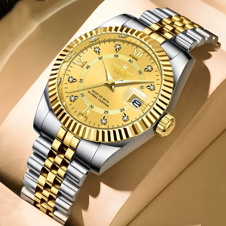 Casual Color Block Double Side Snaps Quartz Watch Men's Watches