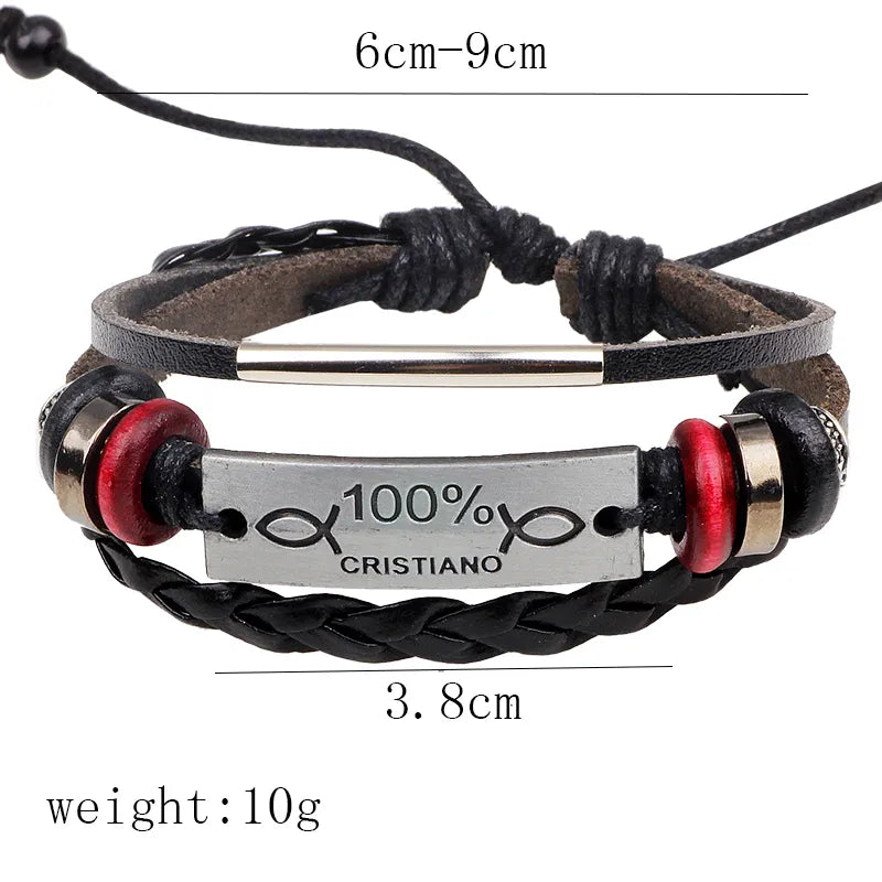 retro cross pu leather alloy braid unisex bracelets