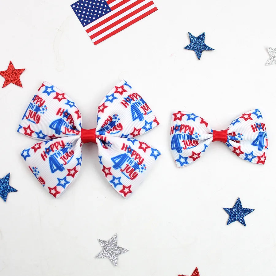 Independence Day Hairpin American Flag Bow Hair Accessories Children Girl Cute Headwear Patriotic Hairpin