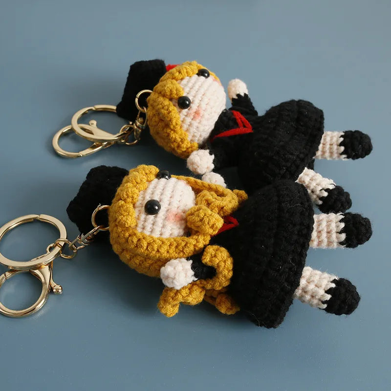 Hand Knitted Graduation Doll Pendant Cute Cartoon Style Fuzzy Ball Graduation Season Ornaments Kitty  Animation Main Character