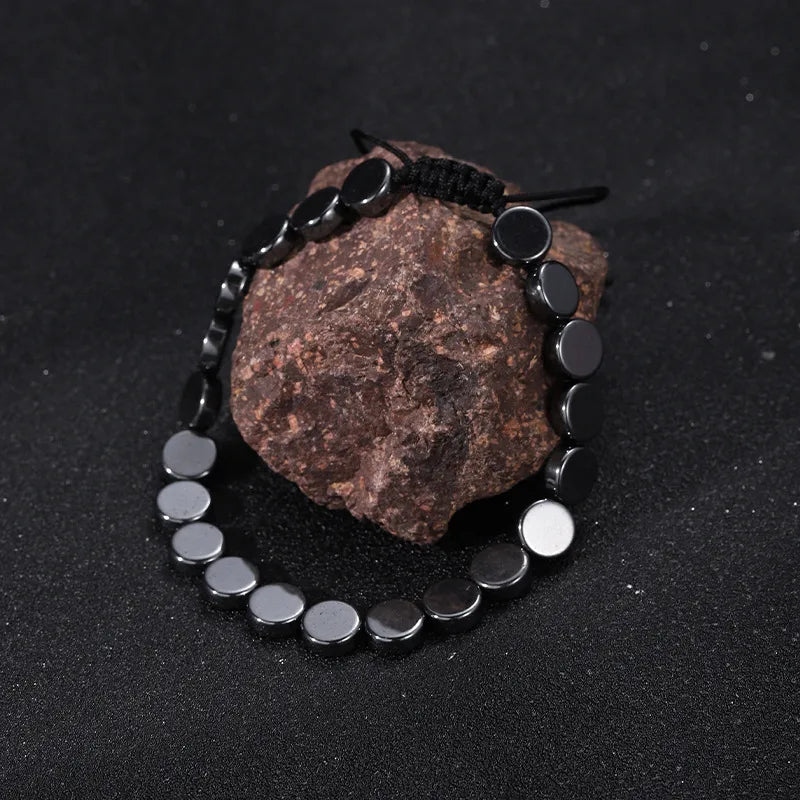 Streetwear Geometric black gallstone Unisex Drawstring Bracelets Men Beaded Bracelets