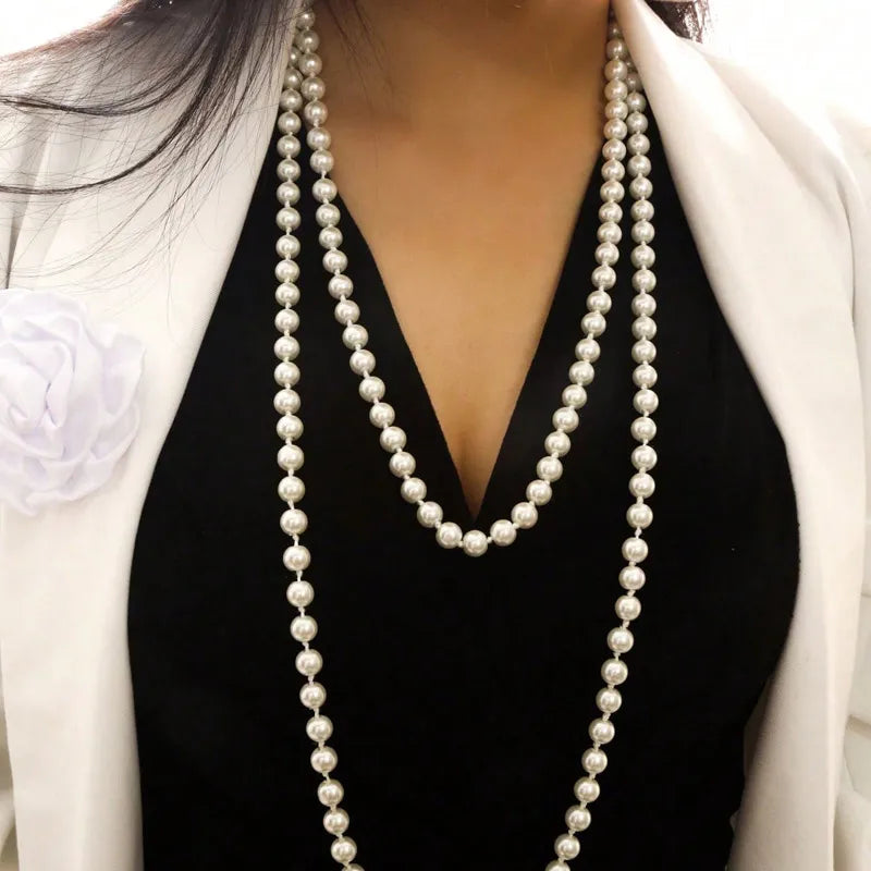 Simple Style Streetwear Solid Color Imitation Pearl Cord String Beaded Necklaces Wholesale