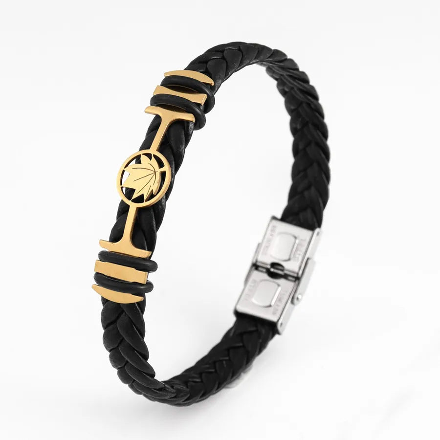 Retro Punk Solid Color Pu Leather Men's Bracelets Men Cord & Leather Bracelets