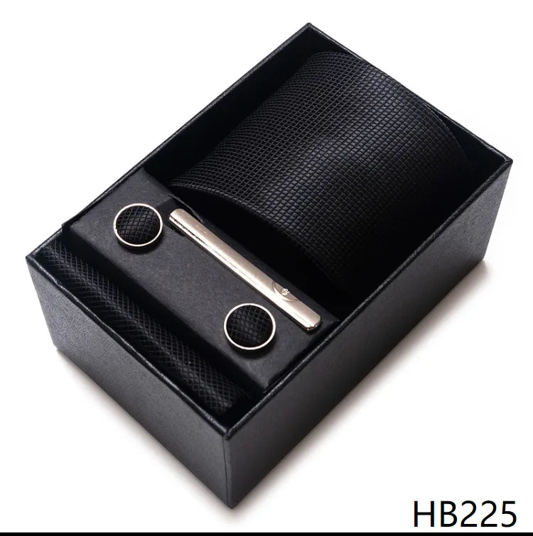 simple style geometric solid color polyester yarn men's cufflinks lavalier tie