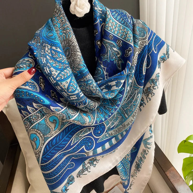 women's retro ethnic style printing polyester printing scarf