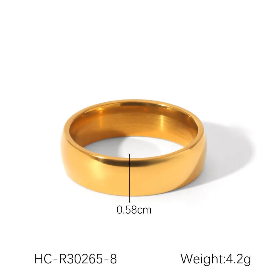 Wholesale Jewelry Modern Style Solid Color 304 Stainless Steel Titanium Steel Zircon 18K Gold Plated Rings