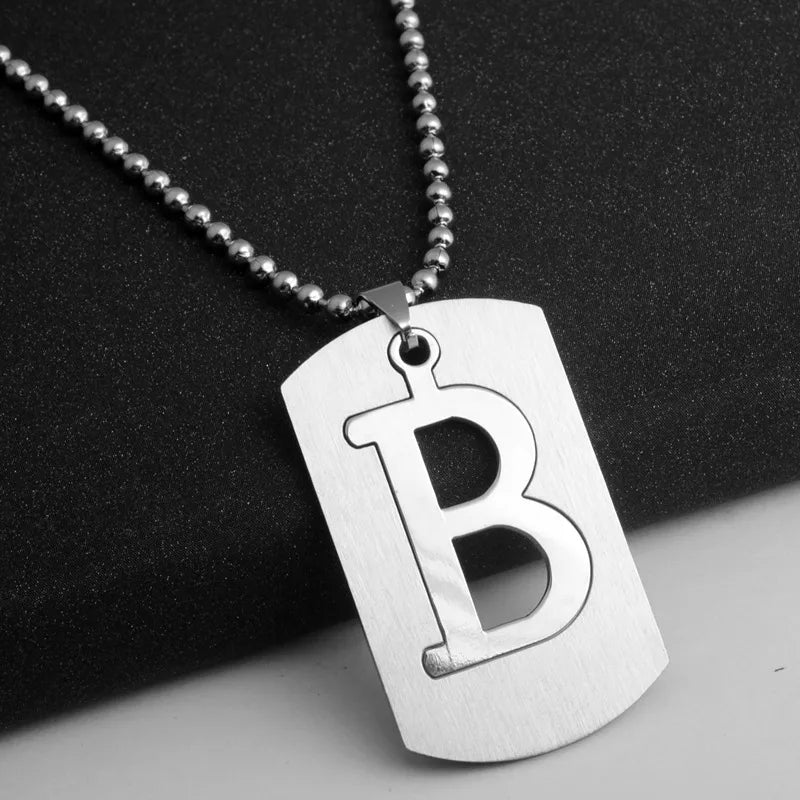 Hip-Hop Simple Style Letter 304 Stainless Steel Hollow Out Men's Pendant Necklace