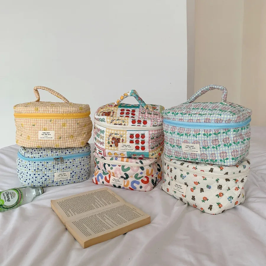 cute flower cotton oval makeup bags