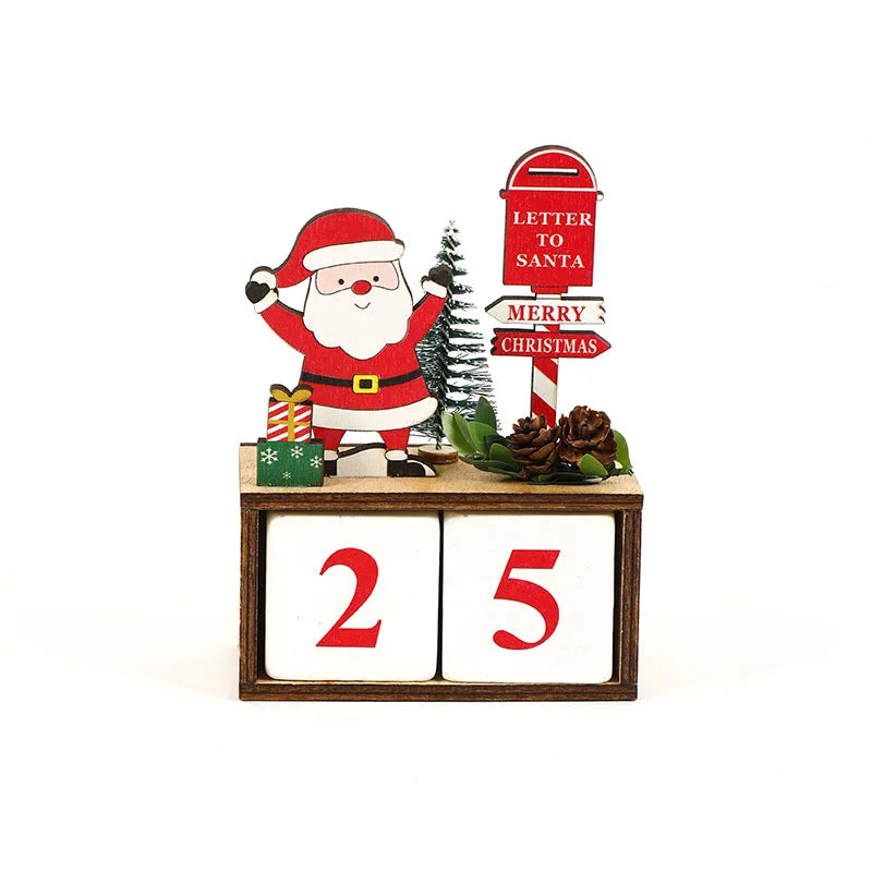 Christmas Wooden Pinecone Countdown Calendar Decorative Mailbox Countertop Ornaments Business Countryside New Style
