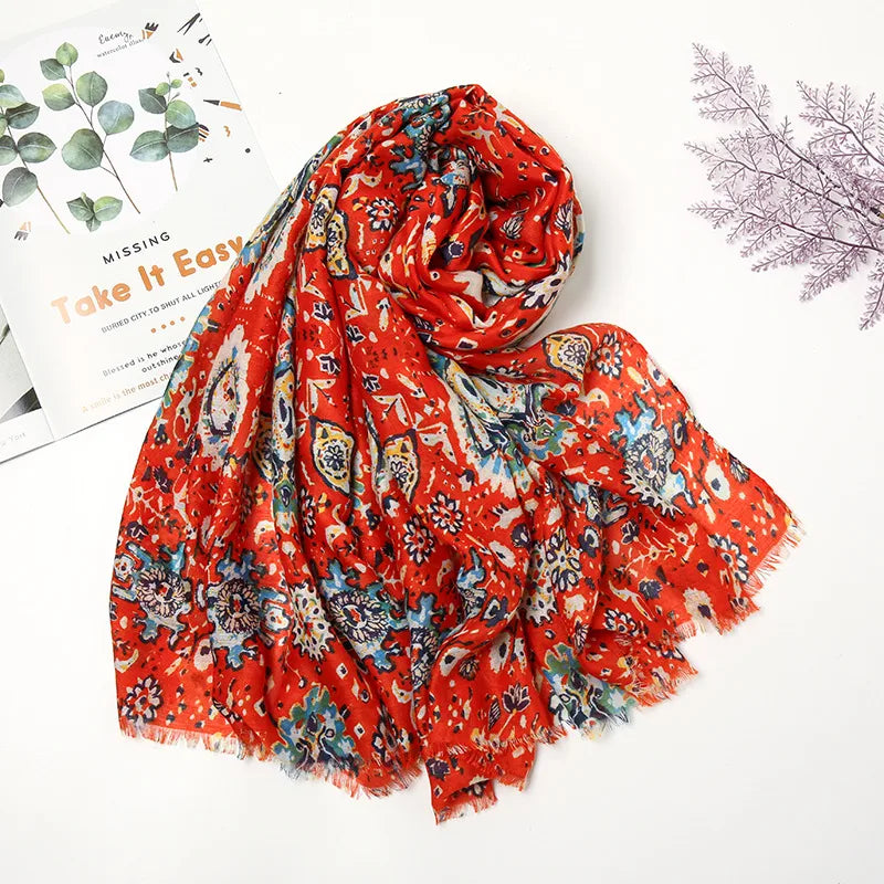 Women's Ethnic Style Color Block Polyester Scarf