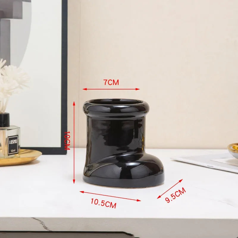 Casual Elegant Pastoral Boots ceramics Vase Artificial Decorations