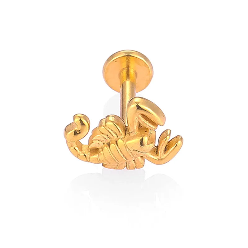 1 Piece Lip Rings Casual Simple Style Geometric Bee 316L Stainless Steel  Polishing Plating Zircon 18K Gold Plated Lip Rings Ear Cartilage Rings & Studs Nose Rings & Studs
