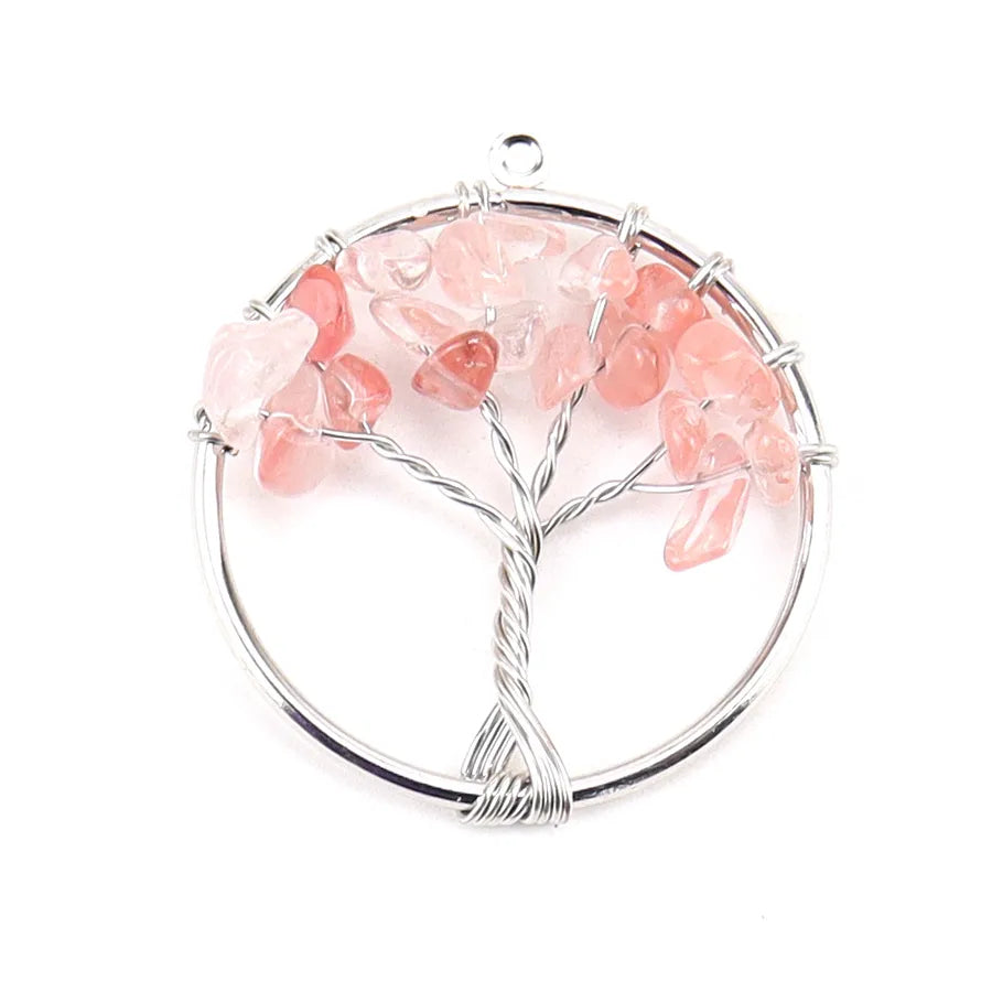 simple style lucky tree natural stone agate wholesale pendants