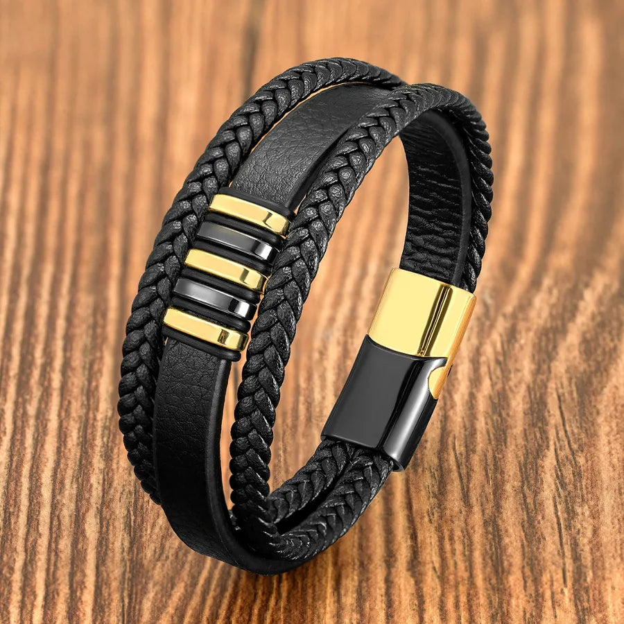 Classic Style Round 316 Stainless Steel  Handmade Men's Bracelets