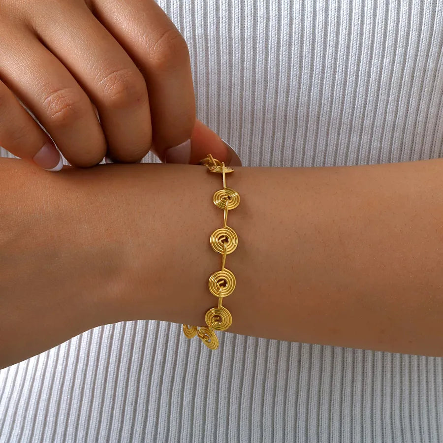 IG Style Casual Novelty Geometric 201 Stainless Steel 18K Gold Plated Handmade Chain Bracelets In Bulk