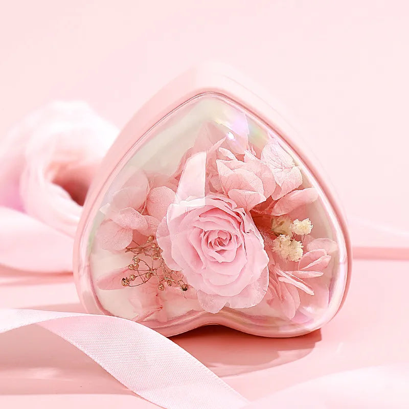 Romantic Valentine's Day Gift Box Flower Box Popular Heart-shaped Immortal Flower Gift Box Jewelry Box Ring Storage Box  Spot