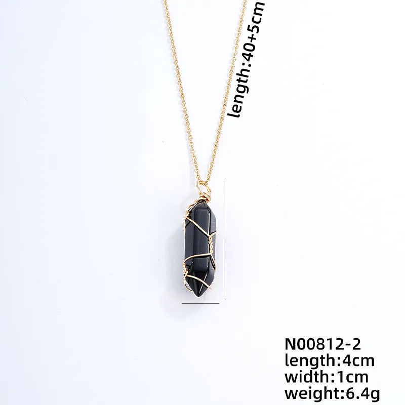 ig style handmade simple style geometric stainless steel natural stone pendant necklace