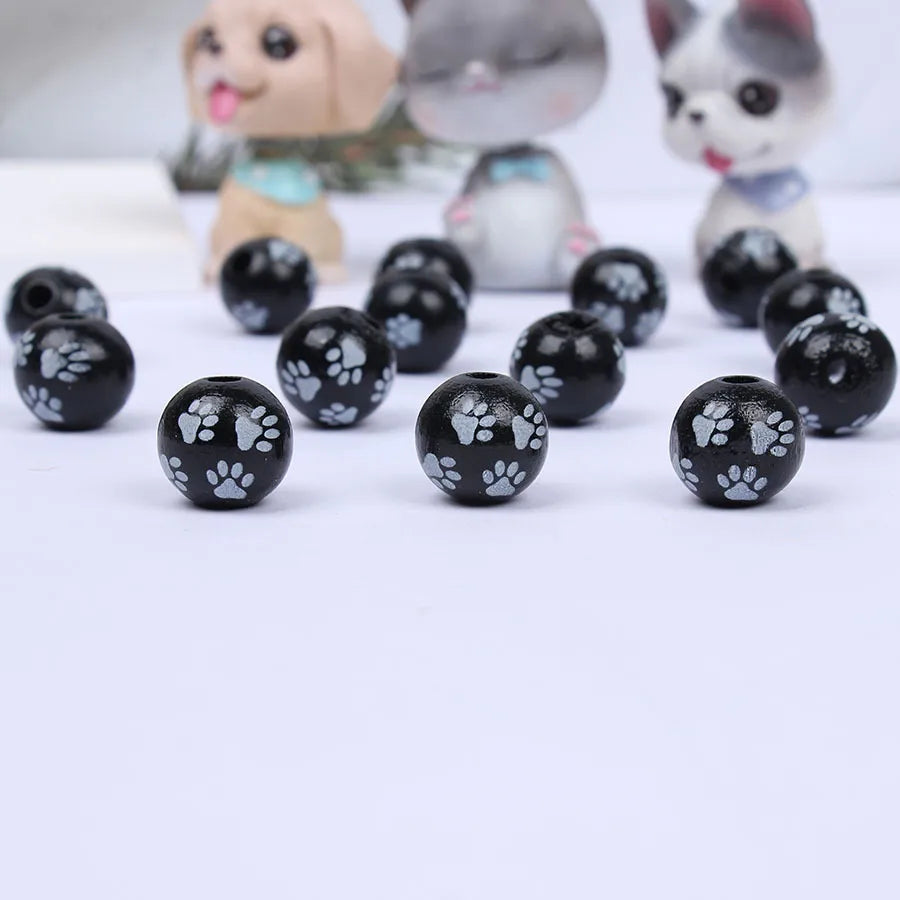 1 Piece Diameter 16mm Hole 4~4.9mm Wood Paw Print Beads