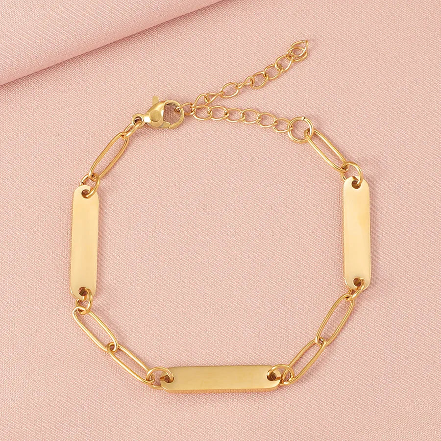 Simple Style Geometric 304 Stainless Steel Paperclip Chain Bracelets In Bulk