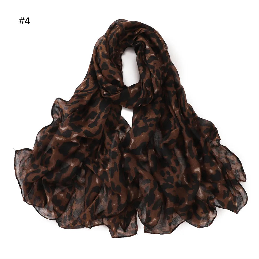 Women's Vintage Style Classic Style Leopard Voile Silk Scarf