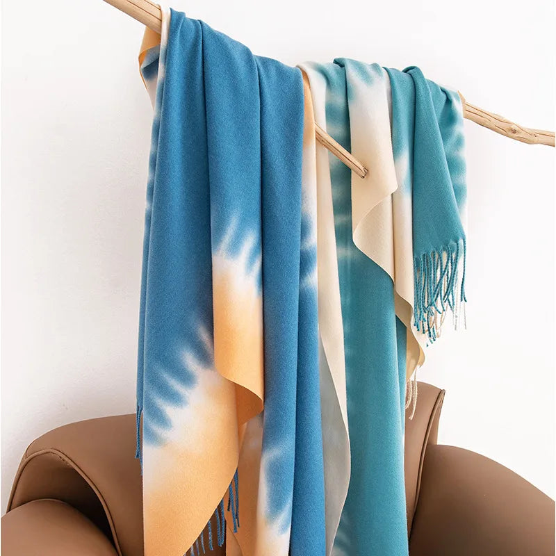 Women's Casual Multicolor Imitation cashmere Tassel Scarf