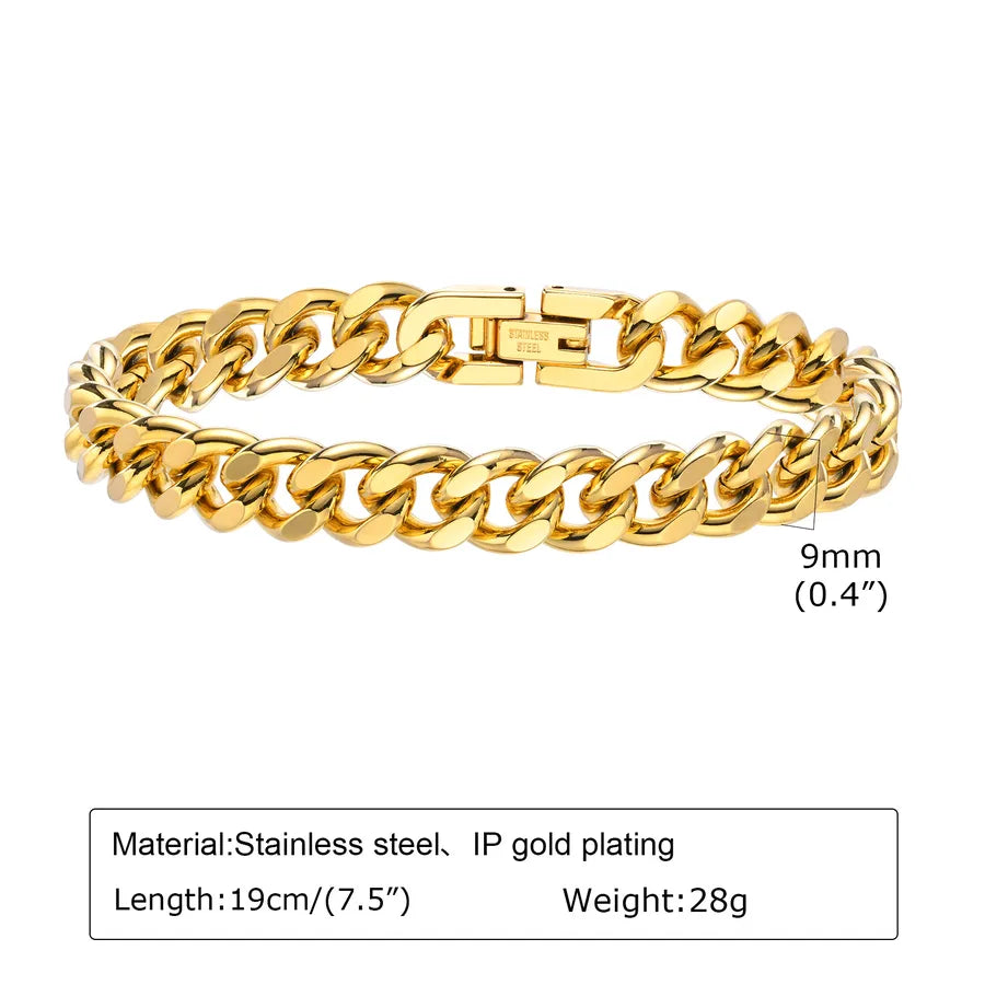 Simple Style Solid Color Stainless Steel Men's Bracelets