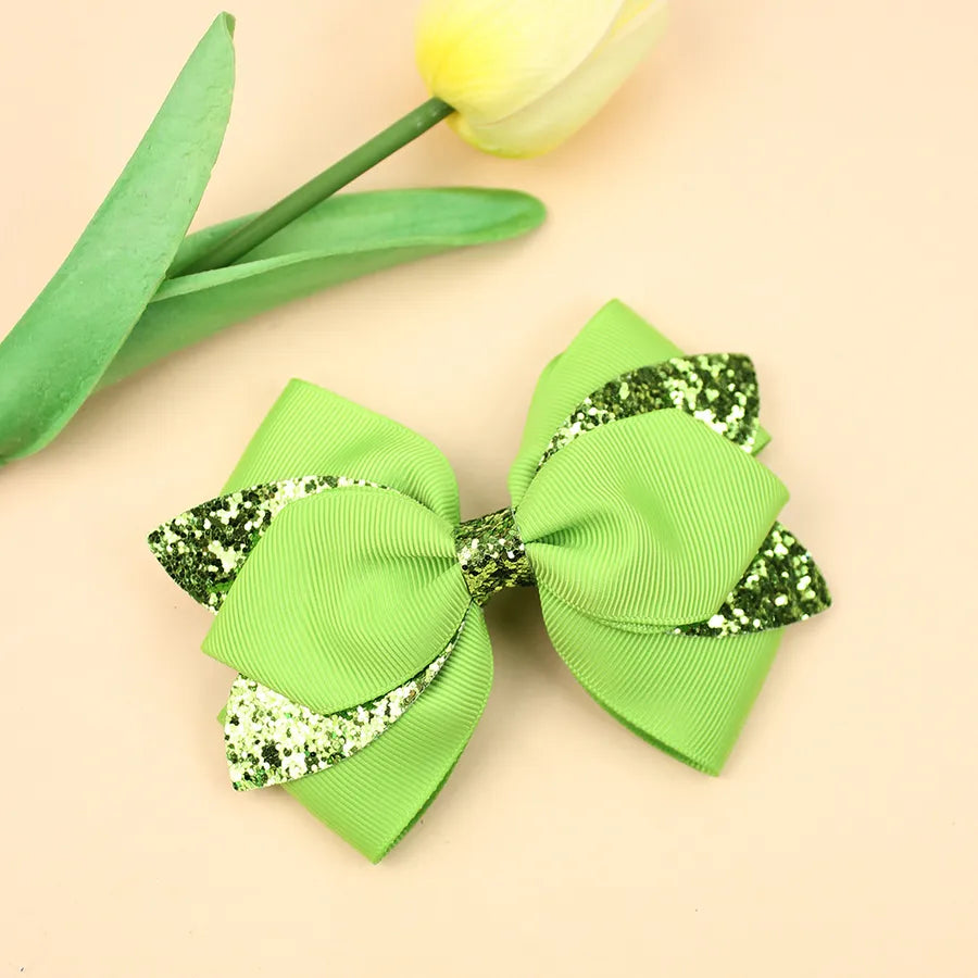 Europe and the United States new double-layer children's glitter film bow hair accessories girls hair clips cute girls hair accessories