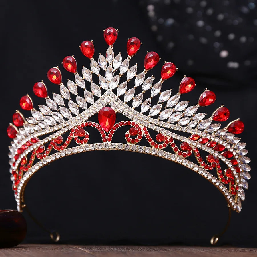 Luxurious  Bridal Crown Alloy Hairband Headwear Diamond Embedded Beauty Pageant Performance Wedding Dress