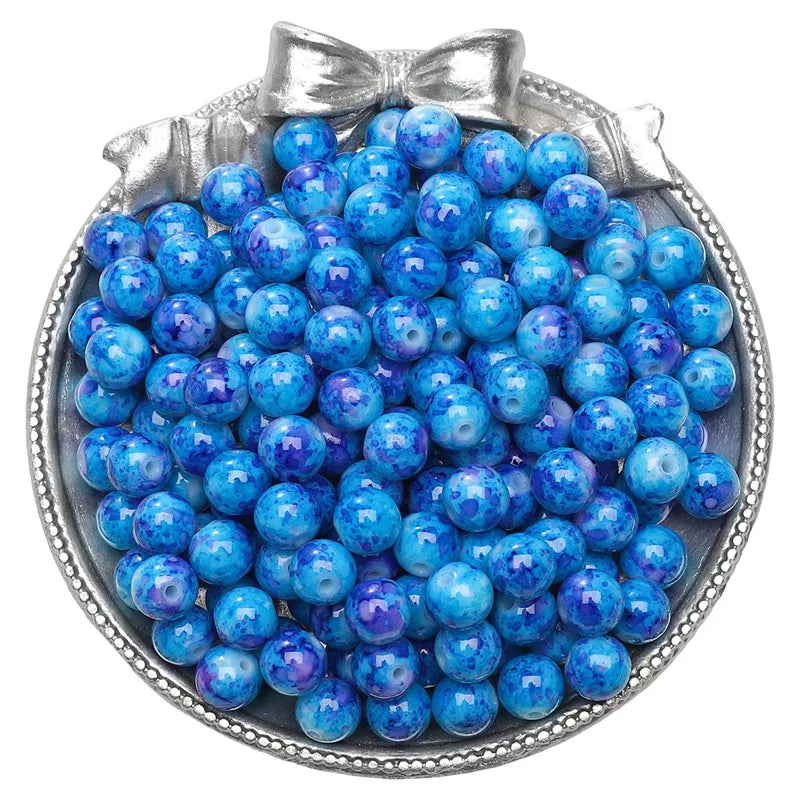 8mm Glass Gradient Porcelain Beads Round Beads Loose Beads DIY Handmade Beaded Bracelet Jewelry Accessories Material Kit Wholesale