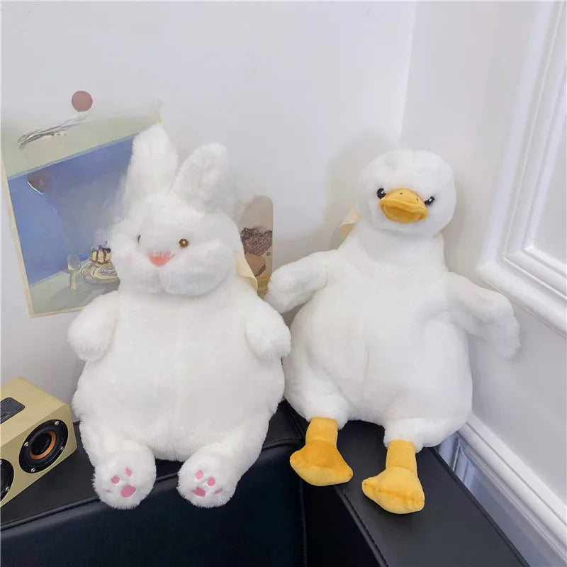 Internet-famous Big White Goose Backpack New Cartoon Cute Duck Rabbit Backpack Soft Cute Girl Plush Doll Satchel