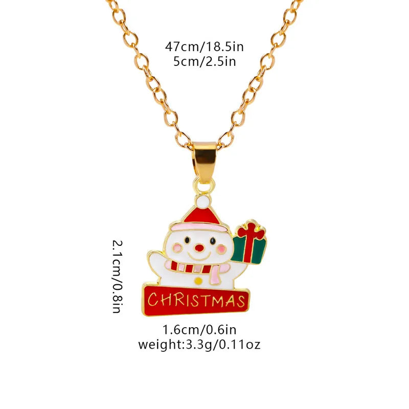 Christmas Elements Deer Santa Claus Alloy Pendant Necklace Christmas Socks Drop Oil Bell Pendant Best Friend Jewelry