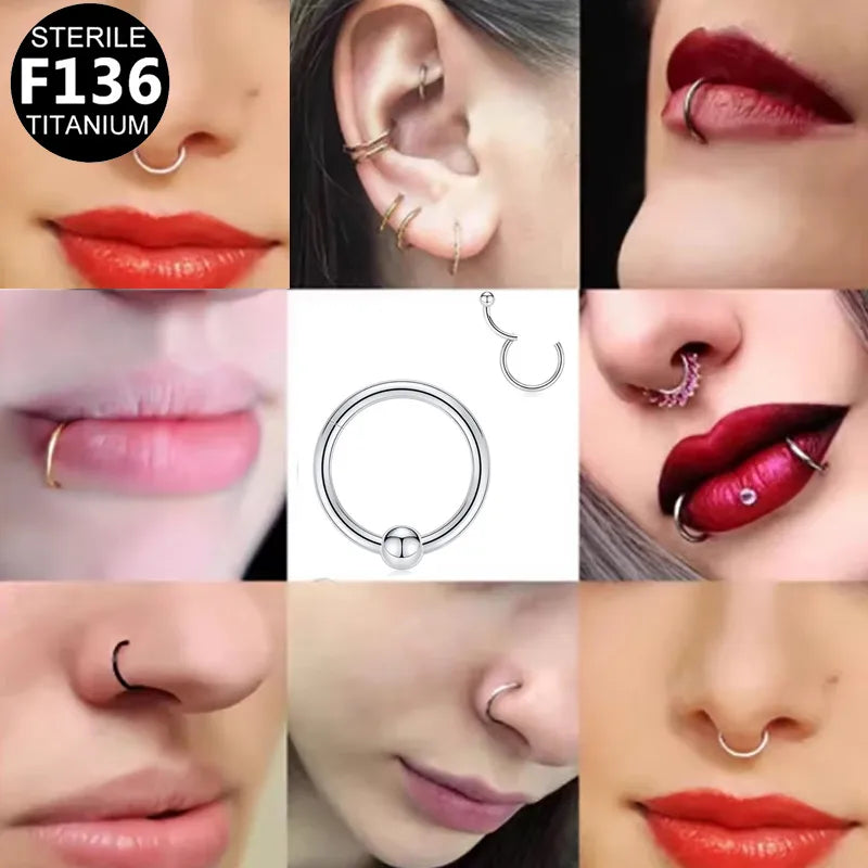 1 Piece Nose Rings & Studs Casual Solid Color Classic Style Geometric Pure Titanium Plating Inlay Zircon White Gold Plated Gold Plated Nose Rings & Studs