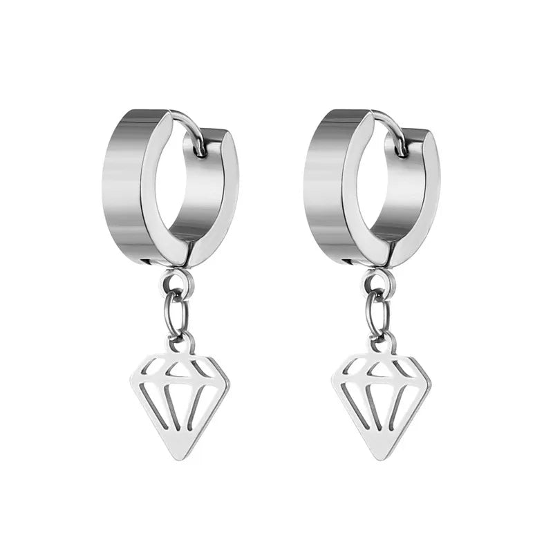 1 piece simple style solid color stainless steel plating hollow out drop earrings ear clips