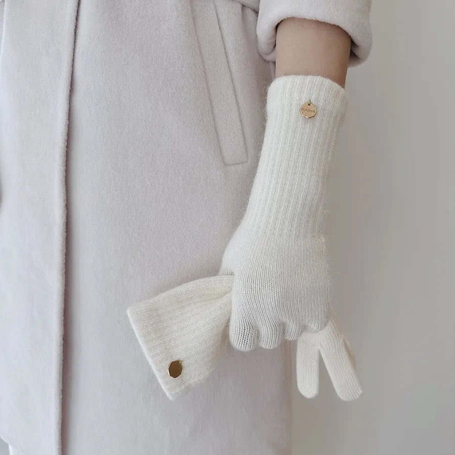 High Quality Bear Fur Wool Winter Long Warm Gloves Women's Touchscreen Compatible Soft Versatile Luxury Feel Elegant Business Style