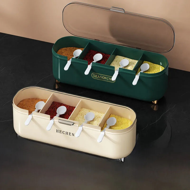 Seasoning box combination suit household kitchen seasoning jar multi-grid integrated storage salt gourmet powder four-grid storage box