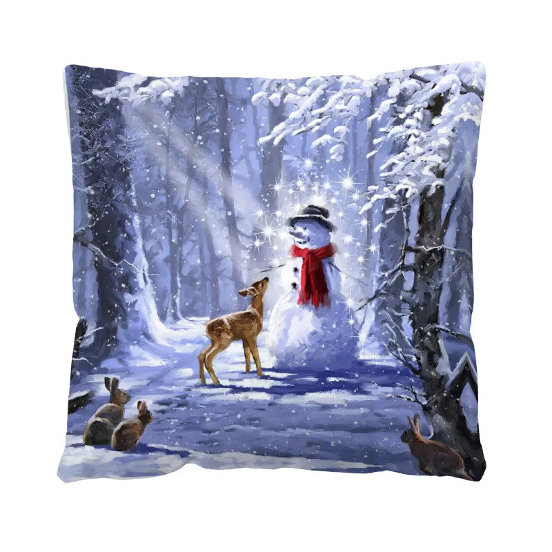 Christmas Glam Santa Claus Snowman short plush Pillow Cases Couch & Sofa Decor