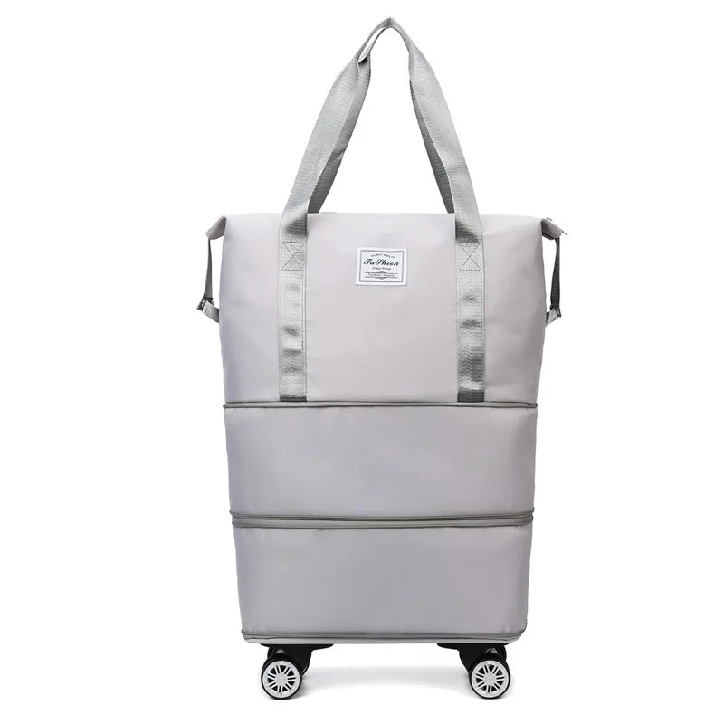 Travel bag large capacity universal wheel student business trip waiting storage bag waterproof wet and dry separation expandable luggage bag