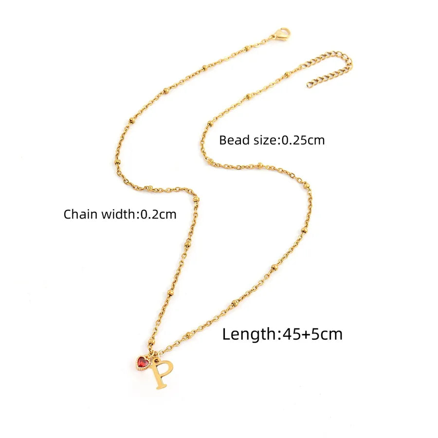 Wholesale Jewelry Elegant Simple Style Classic Style Letter Heart Shape 201 Stainless Steel 304 Stainless Steel Artificial Crystal Artificial Crystal Inlay Cross Bead Necklace Pendant Necklace