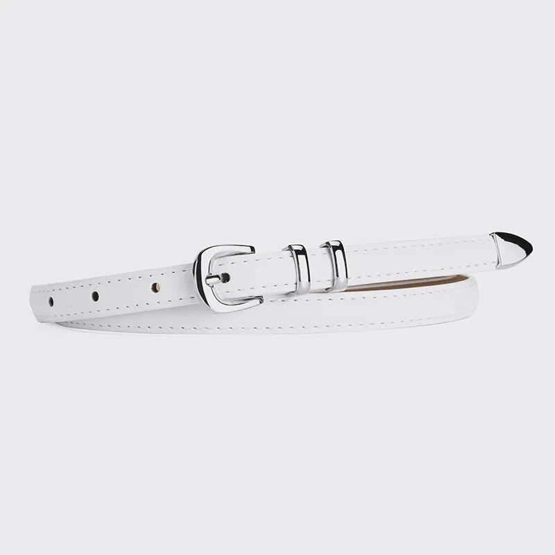 New simple  silver buckle three-piece women's belt high-grade decorative student youth jeans thin belt