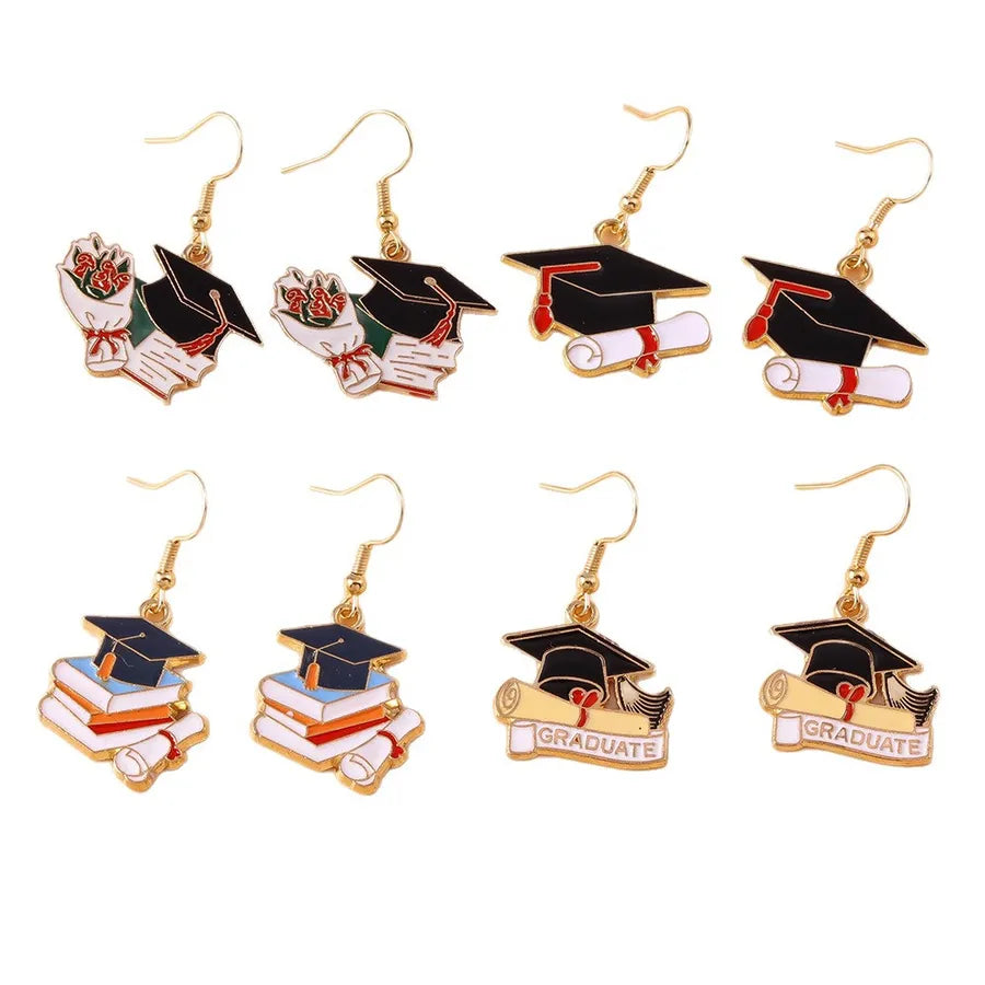 Style Graduation Cap Letter Earrings Set Zinc Alloy Geometric Pattern Basic Style Women's Jewelry