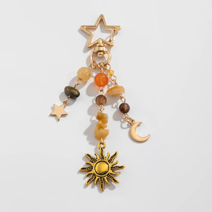 Pastoral Sun Moon Glass Zinc alloy Unisex Keychain