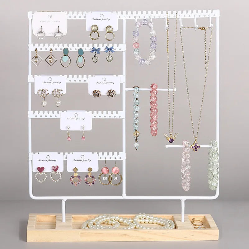 Simple Style Geometric solid wood Iron Jewelry Display