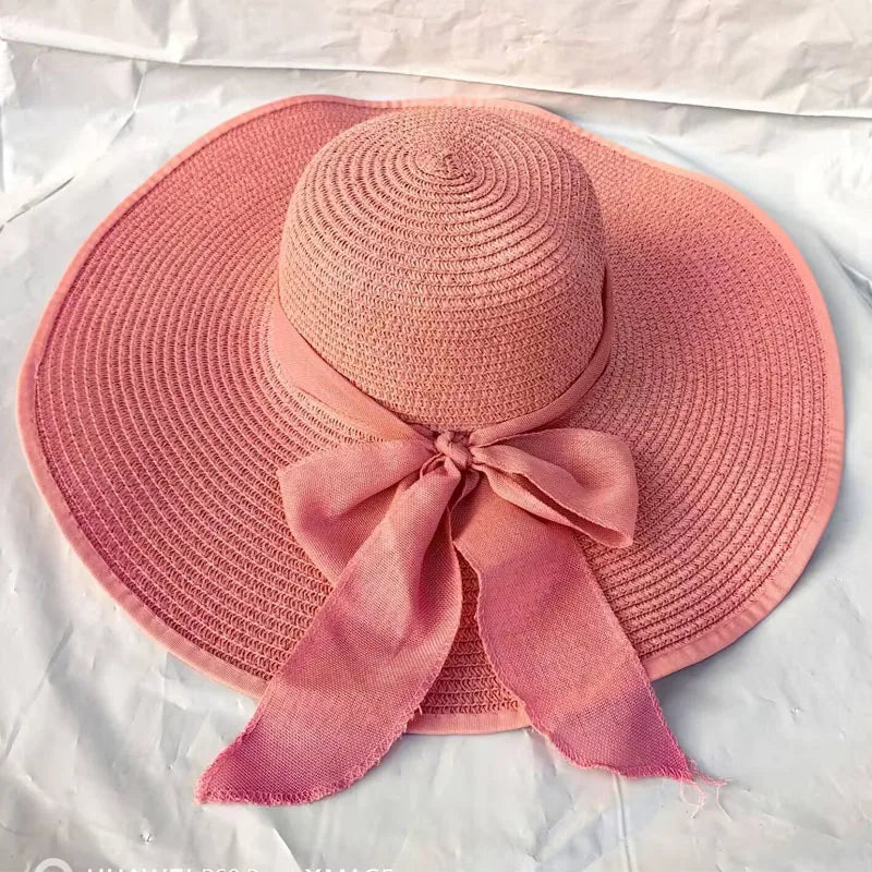 Women's Basic Vacation Solid Color Big Eaves Straw Hat