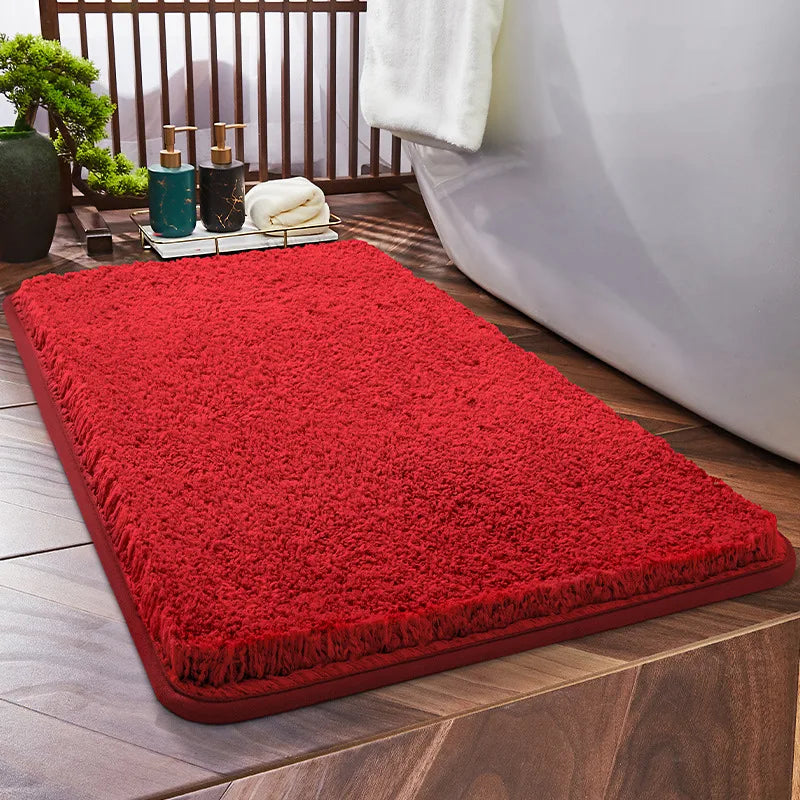 Household Bathroom Door Mat Solid Color Simple Bathroom Absorbent Non-Slip Mat Spot  Thickened Fiber Floor Mat