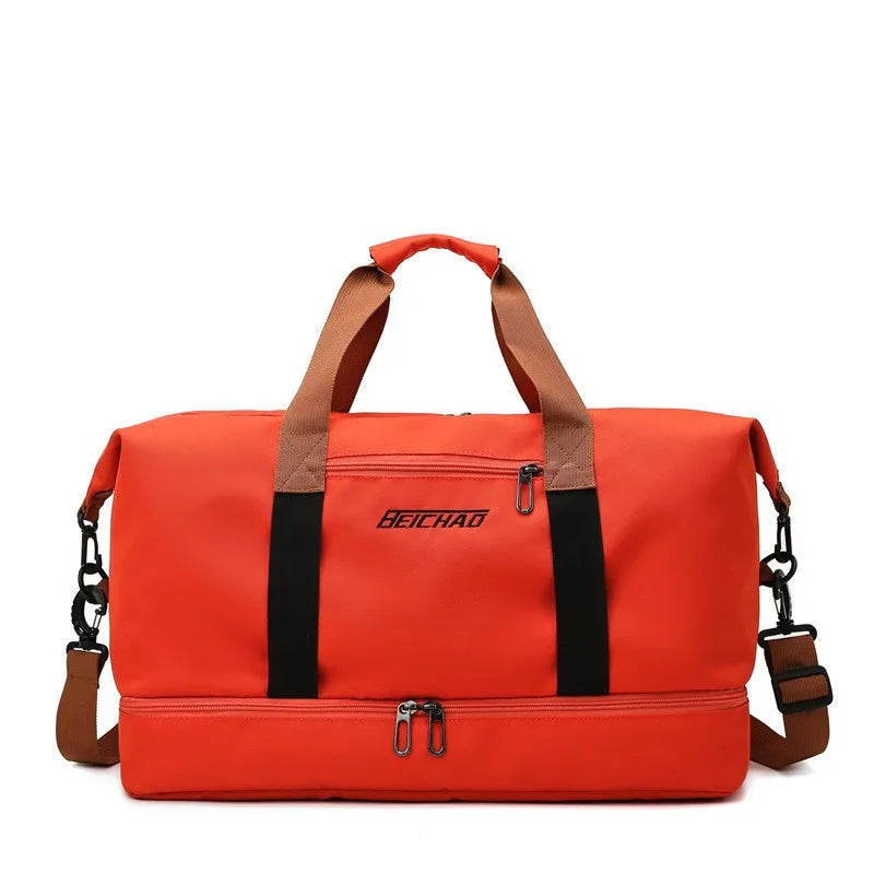 Large Capacity Foldable Fitness Bag Travel Bag Shoulder Portable Crossbody Yoga Bag Dry and Wet Separate Outgoing Luggage Bag