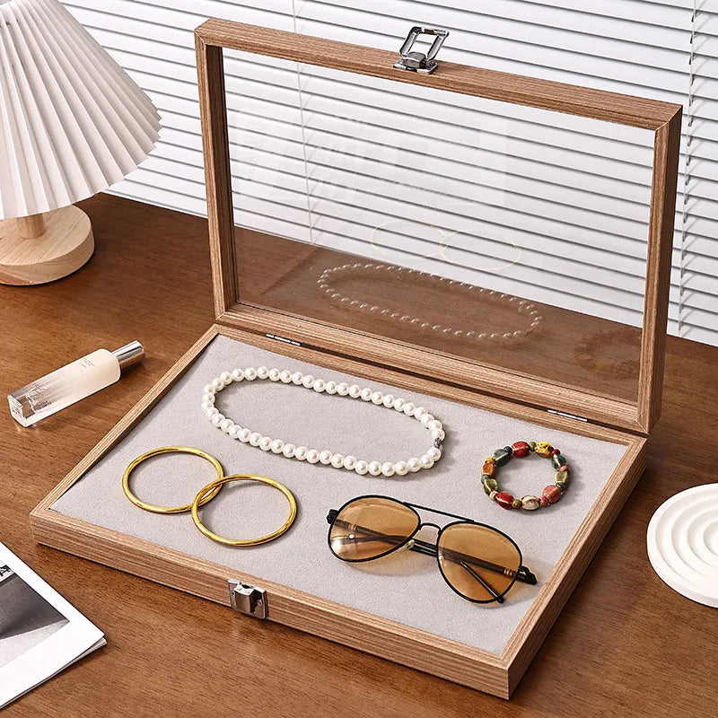 Large Capacity Rosewood Jewelry Storage Box Ring Earring Necklace Bracelet Solid Wood Display Case Anti-Oxidation Accessories